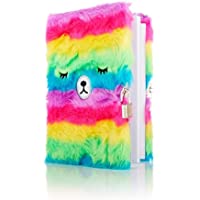 Premier Stationery - Cuaderno con cierre de oso mullido con cierre de papel de arco iris.